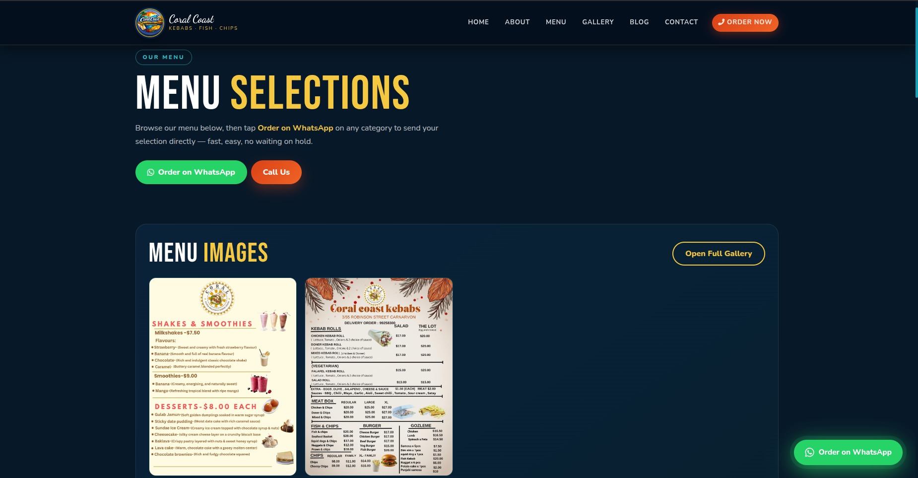 Coral Coast Customer Ordering Website workspace 3